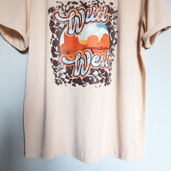Western Wild West light yellow short sleeve desert tee size S - Picture 5 of 7